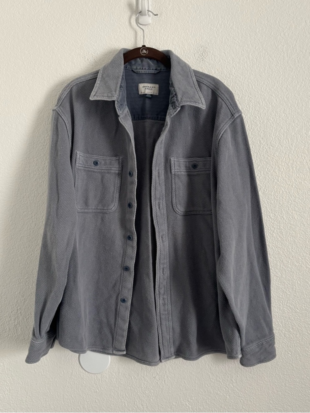 American Eagle Men's Size Medium Blue Long Sleeve Button Front Shacket